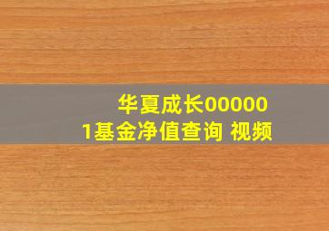 华夏成长000001基金净值查询 视频